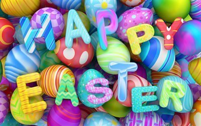 Joyeuses Pâques, le Printemps, la 3d, les œufs de Pâques, vacances de printemps