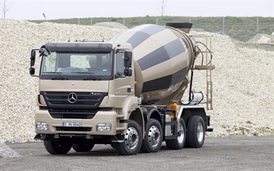 Mercedes-Benz Axor, 4k, v&#233;hicules de construction, b&#233;tonni&#232;re, le b&#233;ton de transport, LKW, la construction, les nouveaux camions, Mercedes