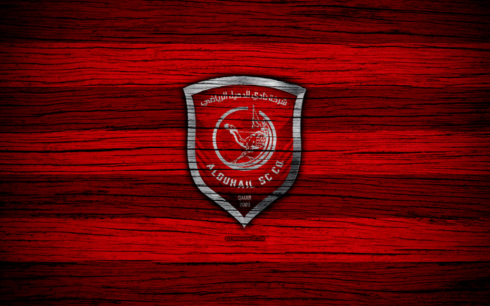 Al-Duhail FC, 4k, ロゴ, カタールリーグStars, サッカー, サッカークラブ, カタール, Al-Duhail, ドーハ, 木肌, FC-Duhail
