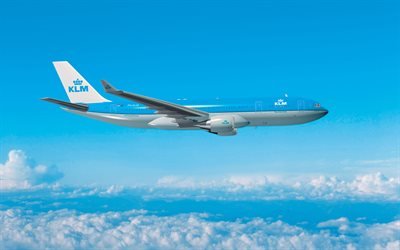 Airbus A330-200, 4k, passenger plane, KLM Airlines, Airbus A330, civil aviation, A330, Airbus
