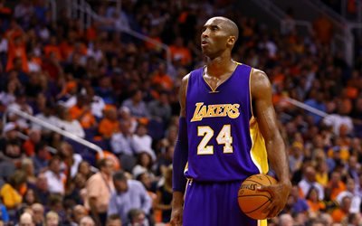 Kobe Bryant, Los Angeles Lakers, 4k, Amerikansk basketspelare, portr&#228;tt, NBA, basket