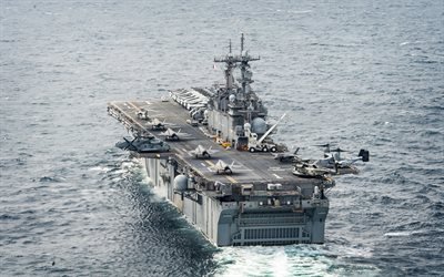 USS Wasp, LHD-1, amphibious assault ship, United States Navy, lead ship, Lockheed Martin F-35 Lightning II, F-35B, US Navy, USA