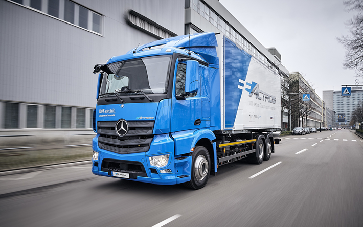 Mercedes-Benz eActros, 2018, electric truck, front view, cargo transportation, delivery, LKW, German trucks, Mercedes