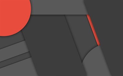 4k, android, black and red, material design, lollipop, geometric shapes, creative, geometry, dark background