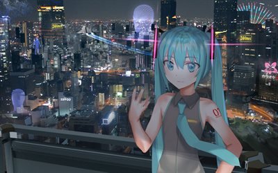 Hatsune Miku, buildings, cityscape, manga, Vocaloid