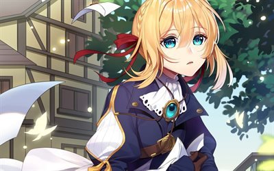 Violet Evergarden, anime characters, protagonist, young girl, Japanese manga, art