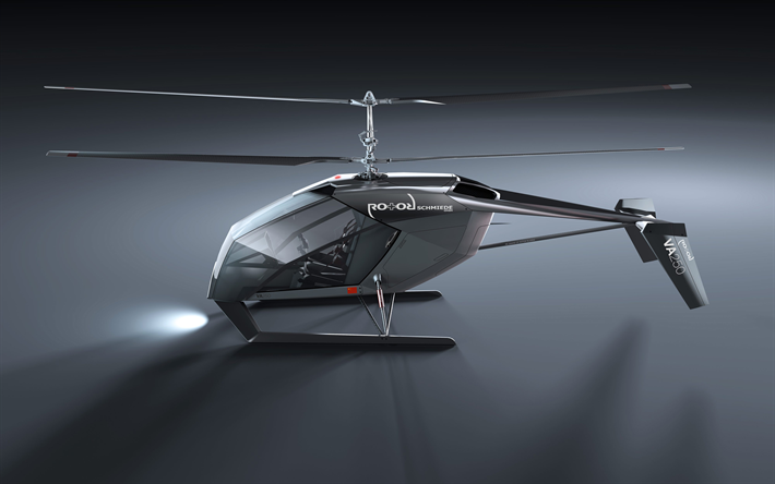 Roottori takomalla VA250, 4k, studio, tulevaisuuden helikoptereita, Roottorin Forge GmbH, siviili-ilmailun, VA250, koaksiaali helikopterit