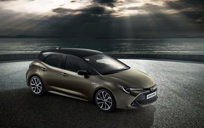 Toyota Auris Hybrid, 4k, parcheggio, parcheggio gratuito, 2018 auto, Auris Hybrid, auto giapponesi, Toyota