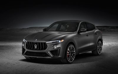 Maserati Levante, Trofeo, 2019, luxury SUV, new gray Levante, tuning, Italian cars, exterior, gray matte Levante, Maserati