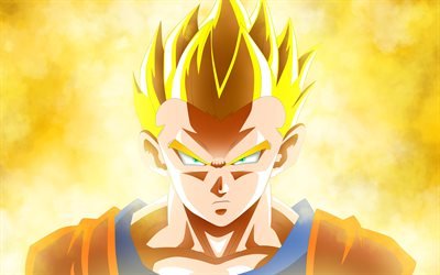 Golden Goku, 4k, manga, konst, Goku SSJ3, Dragon Ball Super, DBS, Son-Goku