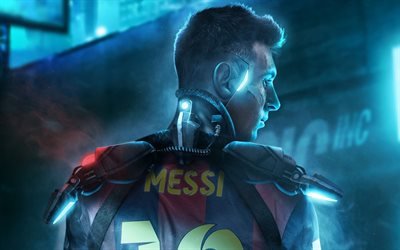 Lionel Messi, fan art, cyber-krigare, FCB, fotboll stj&#228;rnor, FC Barcelona, La Liga, Spanien, Barca, Messi, Barcelona, Leo Messi
