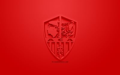AC Ajaccio, creativo logo en 3d, fondo rojo, emblema 3d, club de f&#250;tbol franc&#233;s, de la Ligue 2, Ajaccio, Francia, 3d, arte, f&#250;tbol, elegante logo en 3d