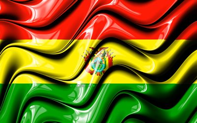 bolivianische flagge, 4k, s&#252;d-amerika, die nationalen symbole, die flagge von bolivien, 3d-kunst, bolivien, s&#252;d-amerikanischen l&#228;ndern, bolivien 3d flag