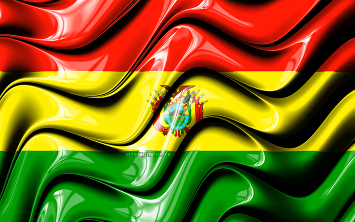 Bolivya bayrağı, 4k, G&#252;ney Amerika, ulusal semboller, Bolivya Bayrağı, 3D sanat, Bolivya, G&#252;ney Amerika &#252;lkeleri, Bolivya 3D bayrak