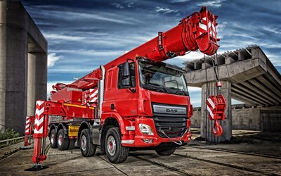 DAF CF, 4x8, Euro6, truck with a crane, construction machinery, CF440, bridge construction concepts, special trucks, truck crane, DAF