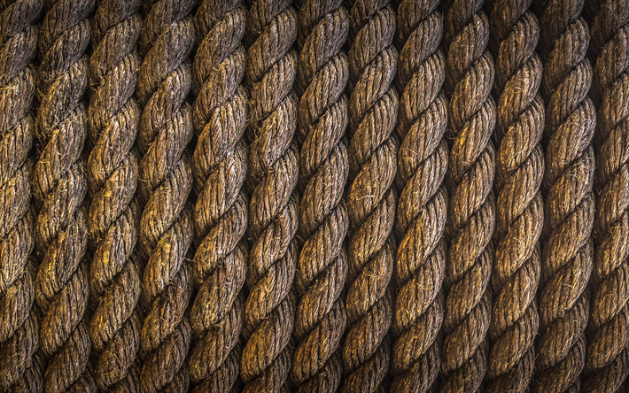 una vecchia corda, 4k, corde, macro, fili di trame, corda texture, corda di sfondo, i thread