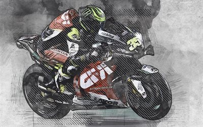 Cal Crutchlow, British motorcycle racer, MotoGP, Monaco LCR Honda Castrol, Honda RC213V, grunge art, creative art, Honda, racing, MotoGP World Championship