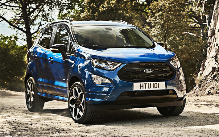 Ford EcoSport, 2018, blue compact crossover, new blue EcoSport, american crossovers, Ford