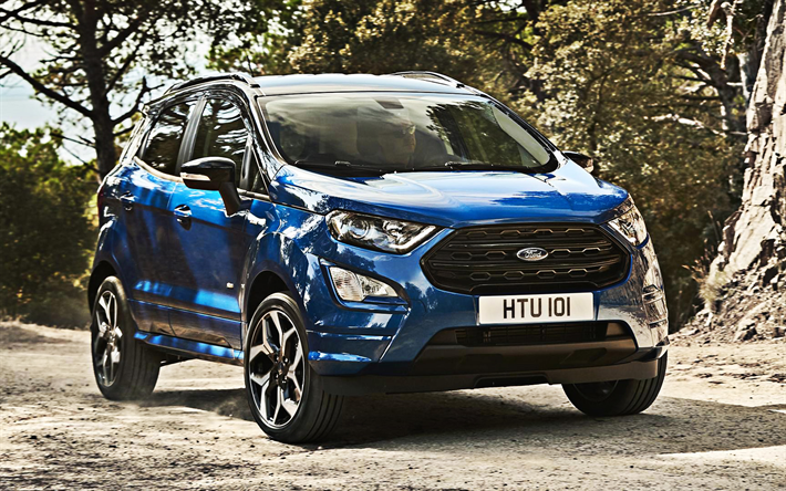 Ford EcoSport, 2018, bleu crossover compact, bleu nouveau EcoSport, american crossovers, Ford