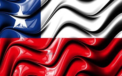 La bandera de chile, 4k, Am&#233;rica del Sur, los s&#237;mbolos nacionales, la Bandera de Chile, arte 3D, Chile, pa&#237;ses de Am&#233;rica del Sur, Chile 3D de la bandera
