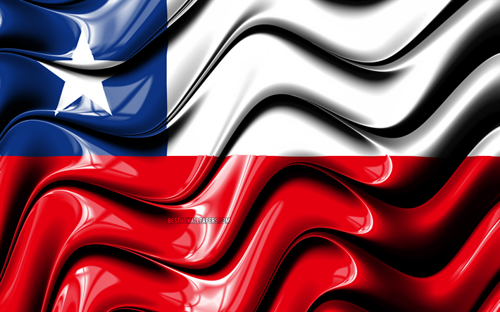 Chilenska flaggan, 4k, Sydamerika, nationella symboler, Flaggan i Chile, 3D-konst, Chile, Sydamerikanska l&#228;nder, Chile 3D-flagga