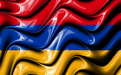 الأرمن العلم, 4k, أوروبا, الرموز الوطنية, علم أرمينيا, الفن 3D, أرمينيا, البلدان الأوروبية, أرمينيا 3D العلم