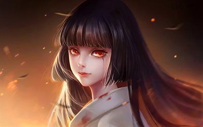 Ai Enma, protagonist, Hell Girl, manga, Jigoku Shoujo, girl with red eyes