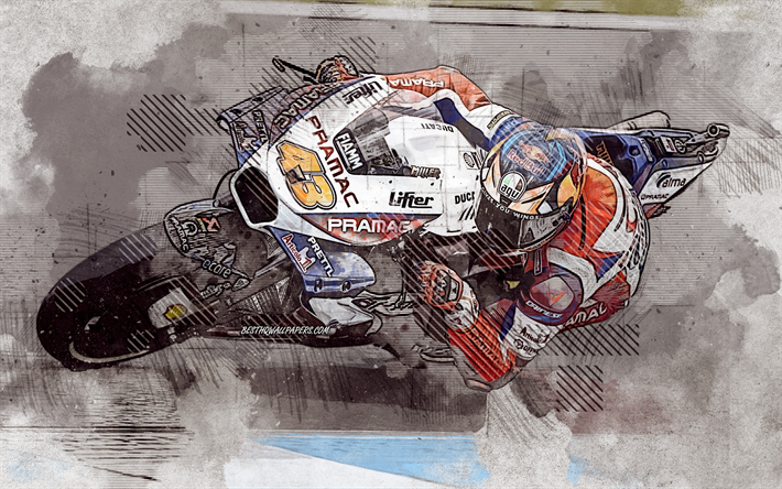 Danilo Petrucci, 2019, italiano piloto de motos, MotoGP, Misi&#243;n Desterrar Ducati, Ducati Desmosedici GP19, grunge arte, arte creativo, Ducati, carreras