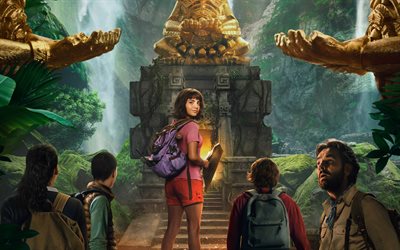Dora and the Lost City of Gold, 2019, 4k, poster, promotional materials, characters, Isabela Moner, Eugenio Derbez