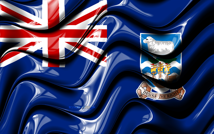 Falkland Islands flagga, 4k, Sydamerika, nationella symboler, Flagga av Falklands&#246;arna, 3D-konst, Falklands&#246;arna, Sydamerikanska l&#228;nder, Falklands&#246;arna 3D-flagga