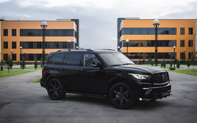 2019, Infiniti QX80, Larte Design, exterior, aerodynamic body kit, new black QX80, SUV, tuning QX80, Japanese cars
