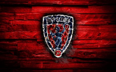 Indy Eleven FC, burning logo, USL Championship, red wooden background, american soccer club, Indy Eleven, grunge, football, soccer, Indy Eleven logo, Indianapolis, USA