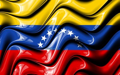 العلم الفنزويلي, 4k, أمريكا الجنوبية, الرموز الوطنية, علم فنزويلا, الفن 3D, فنزويلا, بلدان أمريكا الجنوبية, فنزويلا 3D العلم