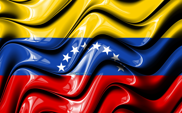 Venez&#252;ella bayrağı, 4k, G&#252;ney Amerika, ulusal semboller, Venezuela Bayrak, 3D sanat, Venezuela, G&#252;ney Amerika &#252;lkeleri, Venezuela 3D bayrak