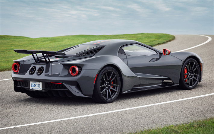 Ford GT, Carbon Series, 2019, rear view, luxury supercar, tuning, new gray Ford GT, American sports cars, Ford