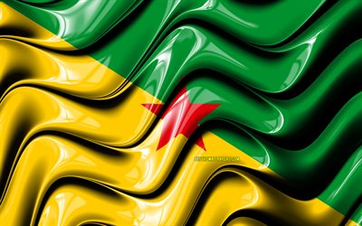 Guyane fran&#231;aise, drapeau, 4k, Am&#233;rique du Sud, symbole national, le Drapeau de la Guyane fran&#231;aise, art 3D, pays d&#39;Am&#233;rique du Sud, Guyane fran&#231;aise 3D drapeau