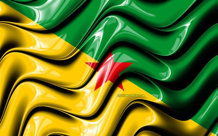 Franska Guyana flagga, 4k, Sydamerika, nationella symboler, Flaggan i franska Guyana, 3D-konst, Franska Guyana, Sydamerikanska l&#228;nder, Franska Guyana 3D-flagga