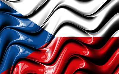 التشيكية العلم, 4k, أوروبا, الرموز الوطنية, علم جمهورية التشيك, الفن 3D, جمهورية التشيك, البلدان الأوروبية, جمهورية التشيك 3D العلم