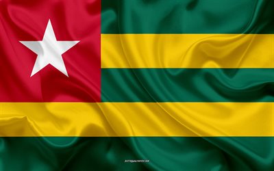 Flag of Togo, 4k, silk texture, Togo flag, national symbol, silk flag, Togo, Africa, flags of African countries