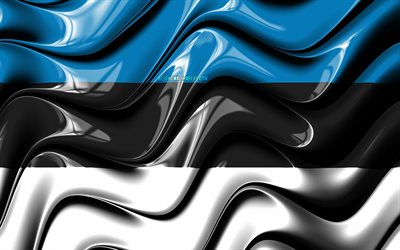Estone bandiera, 4k, Europa, simboli nazionali, Bandiera dell&#39;Estonia, 3D arte, Estonia, paesi Europei, Estonia 3D bandiera