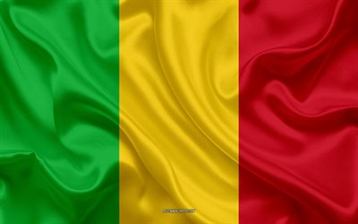 Flag of Mali, 4k silk flag, Mali flag, national symbol, silk flag, Mali, Africa, flags of African countries
