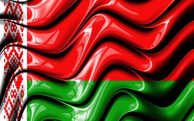 Belorussian bandeira, 4k, Europa, s&#237;mbolos nacionais, Bandeira da Bielorr&#250;ssia, Arte 3D, Bielorr&#250;ssia, Pa&#237;ses europeus, Bielorr&#250;ssia 3D bandeira