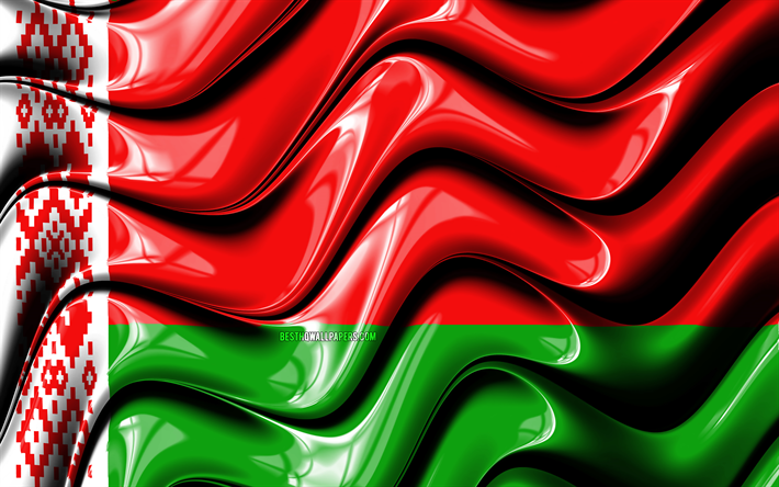 Belorussianフラグ, 4k, 欧州, 国立記号, 旗のベラルーシ, 3Dアート, ベラルーシ, 欧州諸国, ベラルーシの3Dフラグ