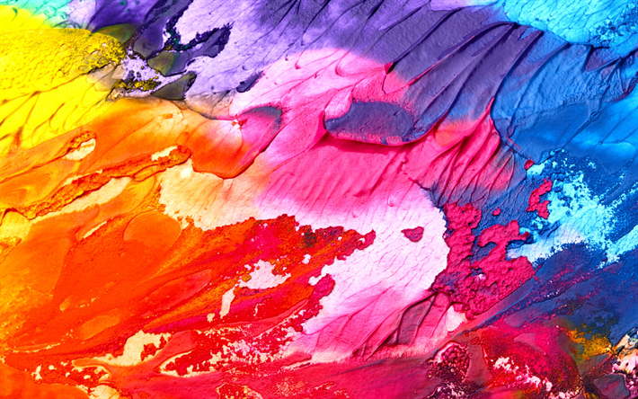 colorful paint texture, 4k, colorful waves, canvas, waves texture, artwork, colorful paint, paint textures