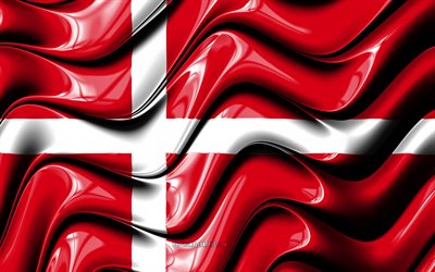 Danish flag, 4k, Europe, symbole national, Flag of Denmark, la 3D, l&#39;art, le Danemark, l&#39;European countries, Denmark 3D flag