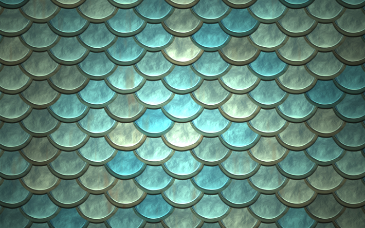 blue scales, 4k, macro, scales texture, abstract background, scales, blue backgrounds