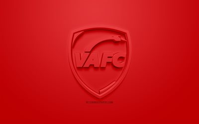 Valenciennes FC, creative 3D logo, red background, 3d emblem, French football club, Ligue 2, Valenciennes, France, 3d art, football, stylish 3d logo