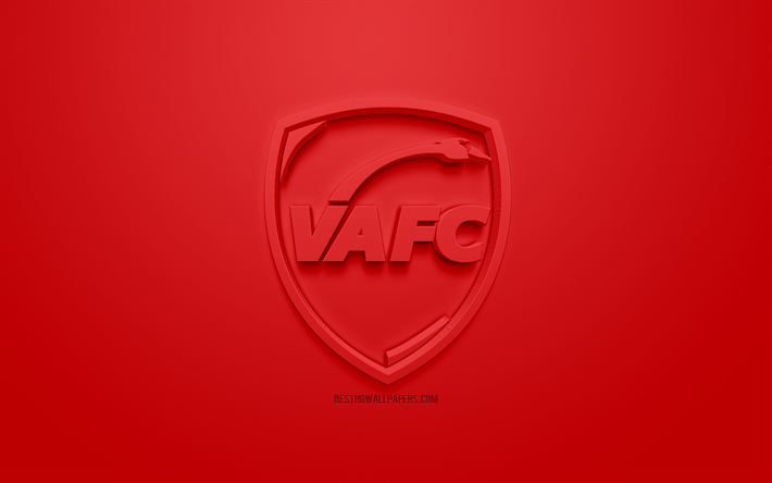 O Valenciennes FC, criativo logo 3D, fundo vermelho, 3d emblema, Clube de futebol franc&#234;s, Liga 2, Valenciennes, Fran&#231;a, Arte 3d, futebol, elegante logotipo 3d