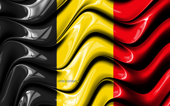 Bandiera belga, 4k, Europa, simboli nazionali, Bandiera del Belgio, 3D arte, Belgio, paesi Europei, Belgio 3D bandiera