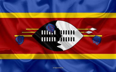 Eswatini of Swaziland bayrak, Afrika &#252;lkelerinin 4k, ipek doku, Swaziland bayrak, ulusal sembol, ipek bayrak, Suriye, Afrika, bayrak
